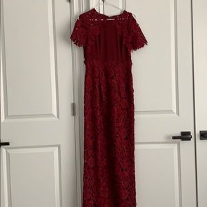 Shoshanna Burgundy Lace Maxi Dress